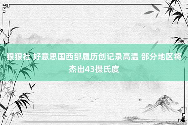 狠狠社 好意思国西部履历创记录高温 部分地区将杰出43摄氏度