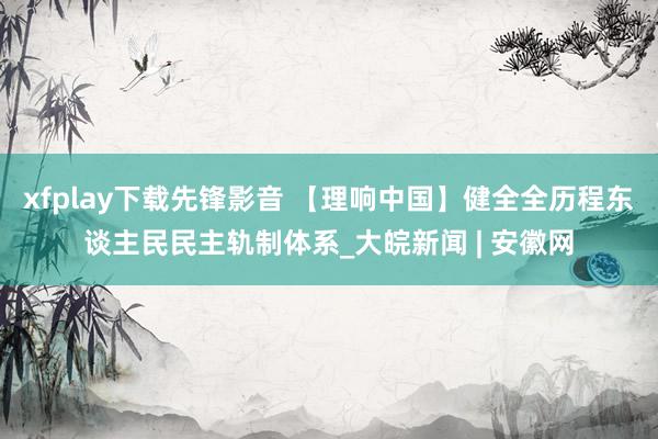 xfplay下载先锋影音 【理响中国】健全全历程东谈主民民主轨制体系_大皖新闻 | 安徽网