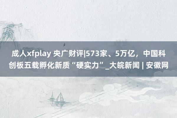 成人xfplay 央广财评|573家、5万亿，中国科创板五载孵化新质“硬实力”_大皖新闻 | 安徽网