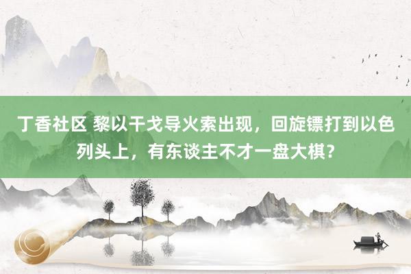 丁香社区 黎以干戈导火索出现，回旋镖打到以色列头上，有东谈主不才一盘大棋？