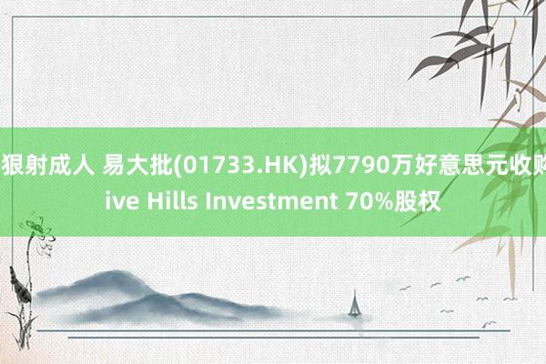 狠狠射成人 易大批(01733.HK)拟7790万好意思元收购Five Hills Investment 70%股权