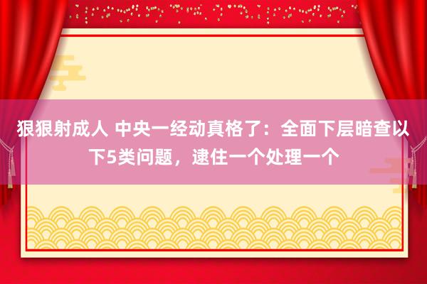 狠狠射成人 中央一经动真格了：全面下层暗查以下5类问题，逮住一个处理一个