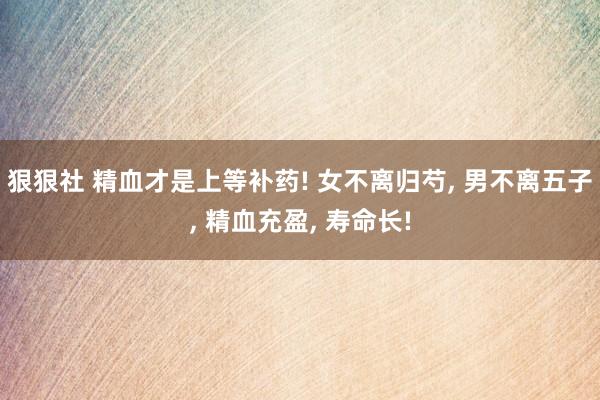 狠狠社 精血才是上等补药! 女不离归芍, 男不离五子, 精血充盈, 寿命长!