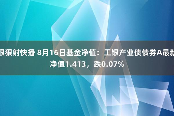 狠狠射快播 8月16日基金净值：工银产业债债券A最新净值1.413，跌0.07%