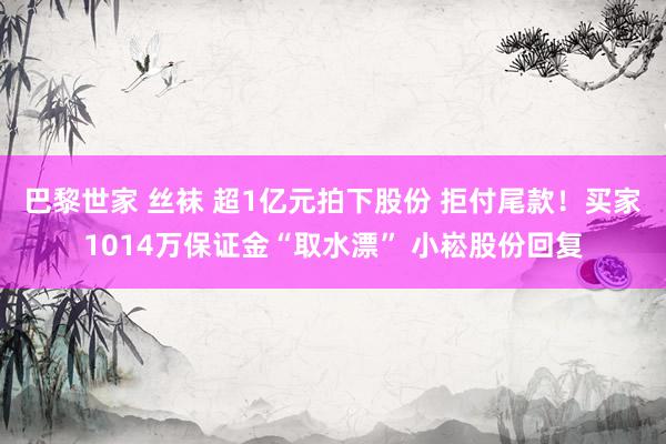 巴黎世家 丝袜 超1亿元拍下股份 拒付尾款！买家1014万保证金“取水漂” 小崧股份回复