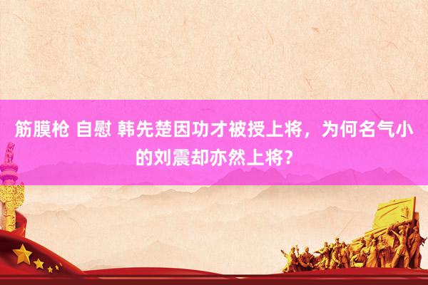 筋膜枪 自慰 韩先楚因功才被授上将，为何名气小的刘震却亦然上将？