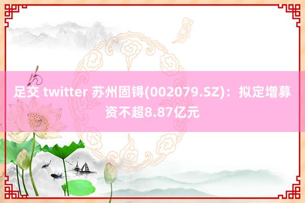 足交 twitter 苏州固锝(002079.SZ)：拟定增募资不超8.87亿元