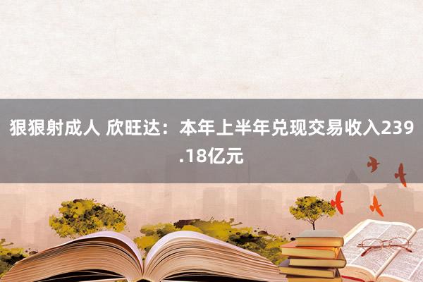 狠狠射成人 欣旺达：本年上半年兑现交易收入239.18亿元