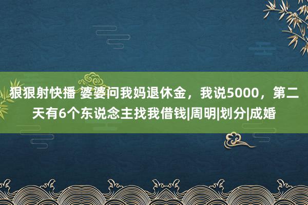 狠狠射快播 婆婆问我妈退休金，我说5000，第二天有6个东说念主找我借钱|周明|划分|成婚