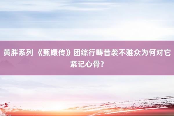 黄胖系列 《甄嬛传》团综行畴昔袭不雅众为何对它紧记心骨？