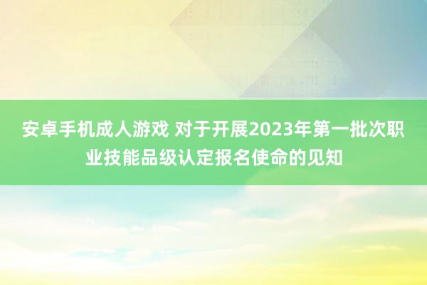 安卓手机成人游戏 对于开展2023年第一批次职业技能品级认定报名使命的见知