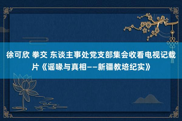 徐可欣 拳交 东谈主事处党支部集会收看电视记载片《谣喙与真相——新疆教培纪实》