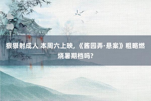 狠狠射成人 本周六上映, 《酱园弄·悬案》粗略燃烧暑期档吗?